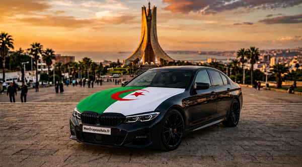 Drapeau Algérie sur BMW — MonDrapeauAuto.fr