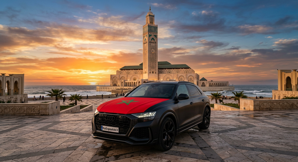Drapeau Maroc sur Audi RS Q8 — MonDrapeauAuto.fr