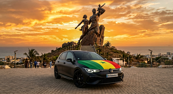 Drapeau RDC Congo sur Volkswagen Golf R — MonDrapeauAuto.fr